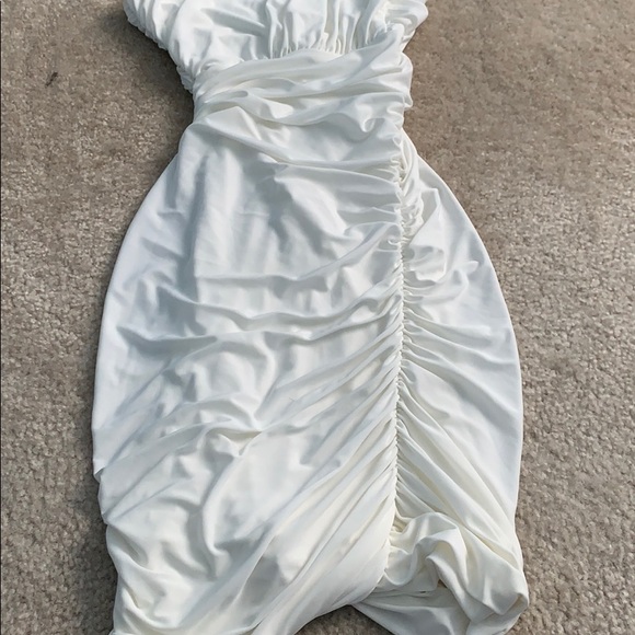 Women’s White Pencil Off Shoulder Mini Dress - Picture 6 of 6